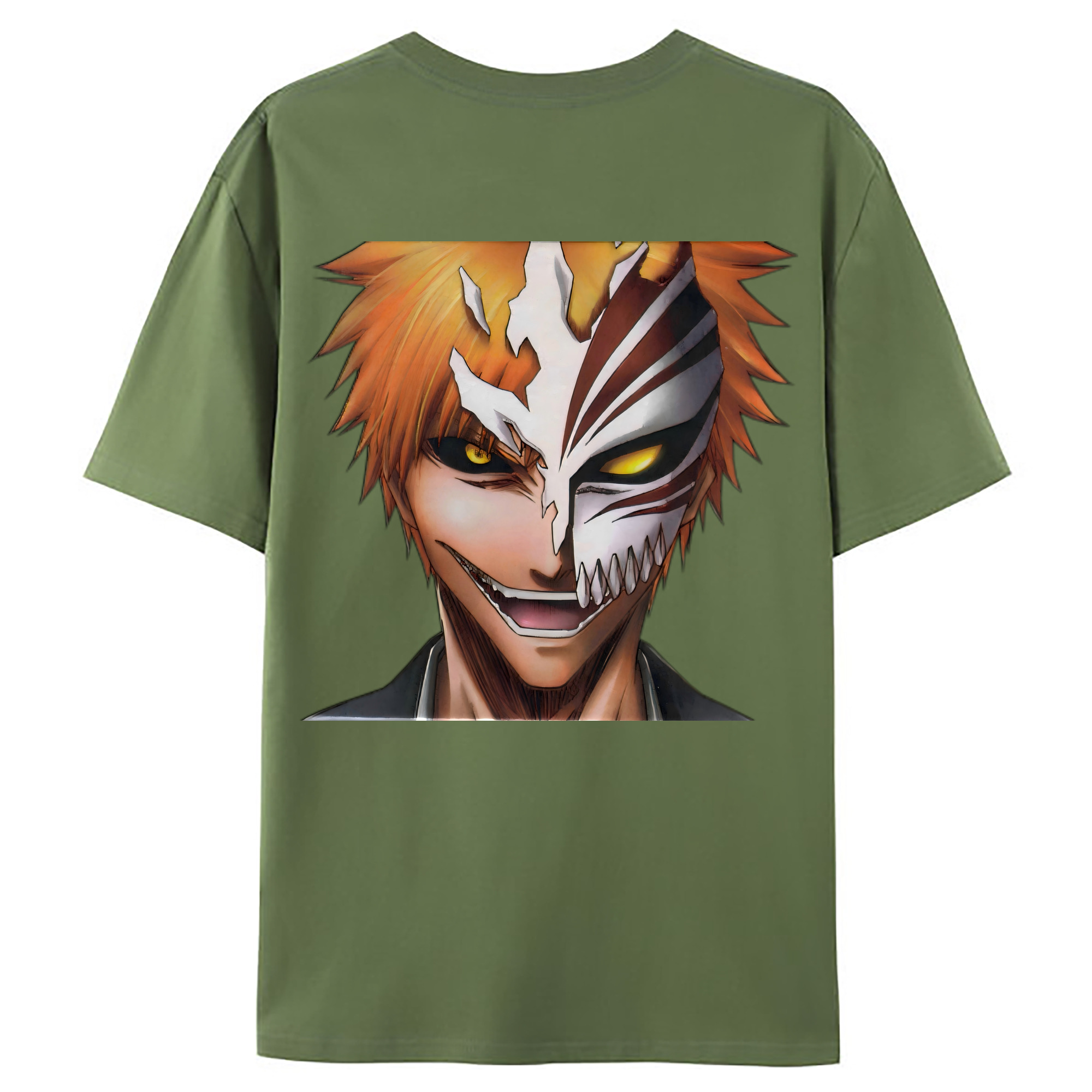 （画像用） ブリーチ 黒崎一護（くろさき いちご）BLEACH Kurosaki Ichigo 綿100％ メンズ半袖Tシャツ（バックプリント） 通気性